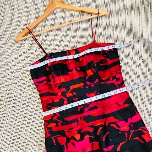 JS Collection red pink and black tiered dress spaghetti straps size 4 - Picture 4 of 7